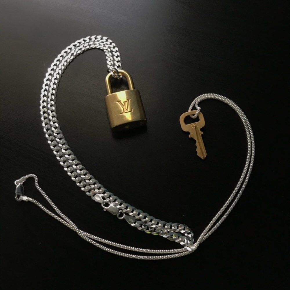 Silver Chain With Louis Vuitton Lock